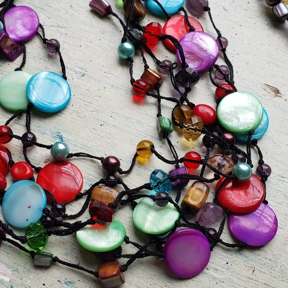 Crocheted bead necklace